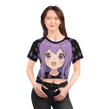Anime Blossom Crop Tee - Kawaii Japanese Floral Graphic Top