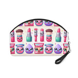 Cute cartoon depiction of makeup products with faces Kawaii Makeup Bag