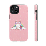 Kawaii Cat Rainbow Tough Cases, Cute Kitty Phone Cover, Protective Phone Case, Adorable Cat Lover Gift, Fun Rainbow Cat Phone Accessories