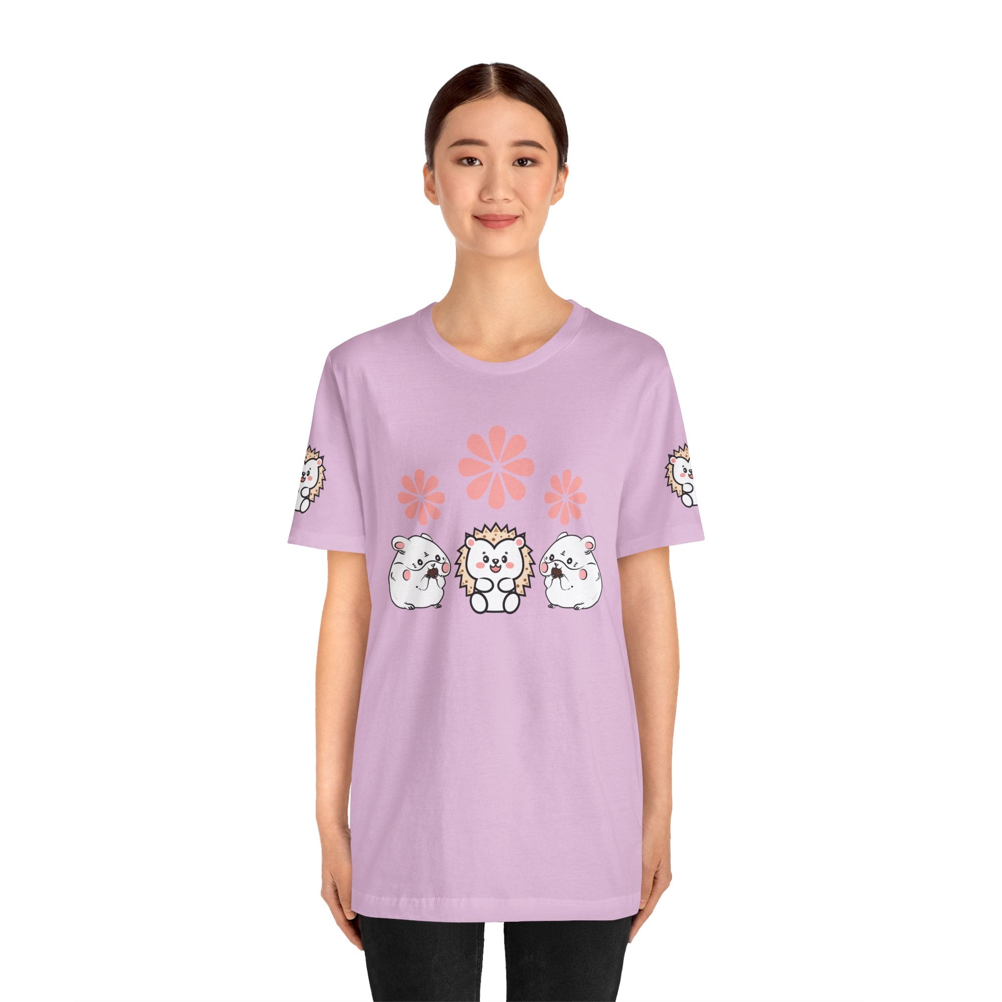 Cute Animal Tee - Hedgehog & Hamster Shirt - Happy Critter Top