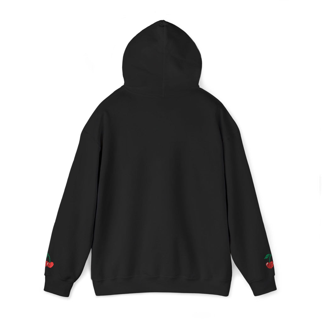 Cherry Heart Embroidered Hoodie — Heart Cherry Graphic Hooded Sweatshirt