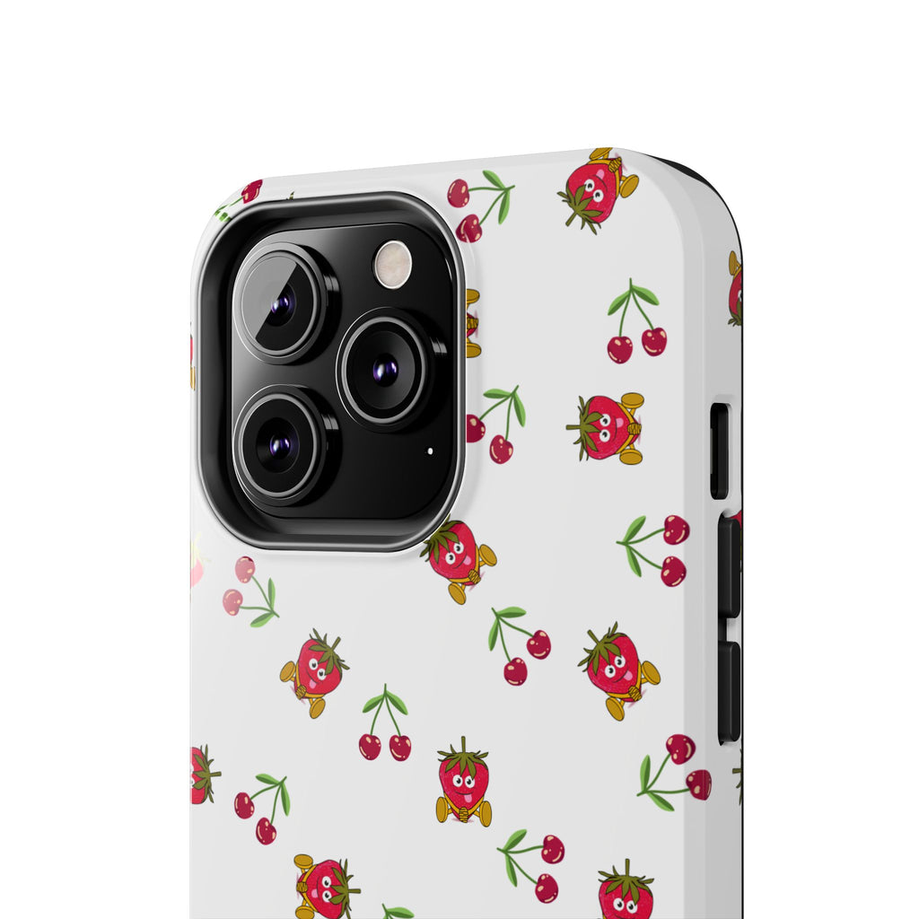 Fruit Patterned Phone Cases, Summer Fruits Phone Covers, Berry Print Tough Cases, Stylish Cell Phone Protectors, Red Fruits Phone