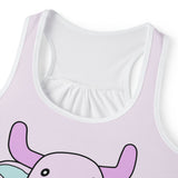 Racerback Tank Top - Kawaii Moo Graphic, Women's Summer Shirt, Funny Cow Print Tee