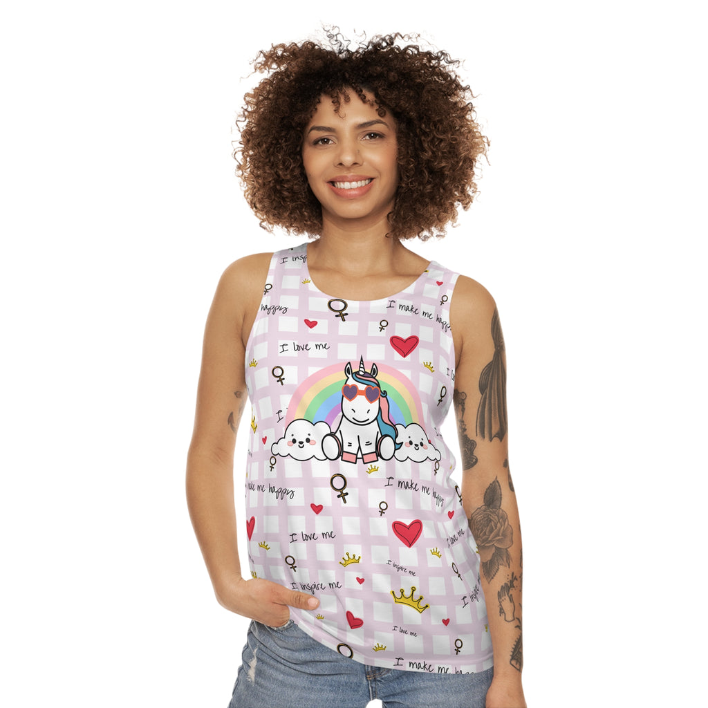 Inspirational Unicorn Tank Top – 'I Make Me Happy' Design