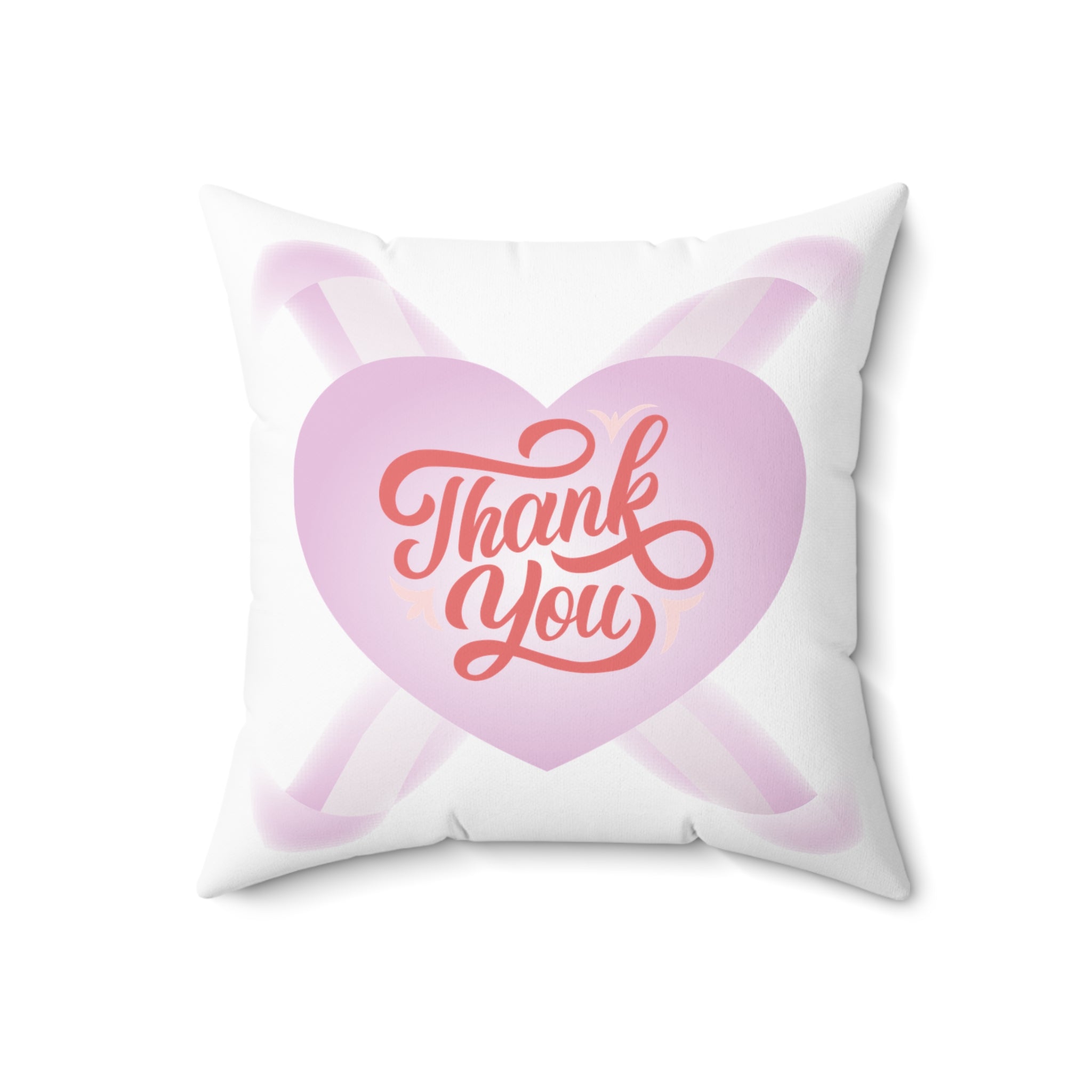Thank You Heart Banner Spun Polyester Square Pillow