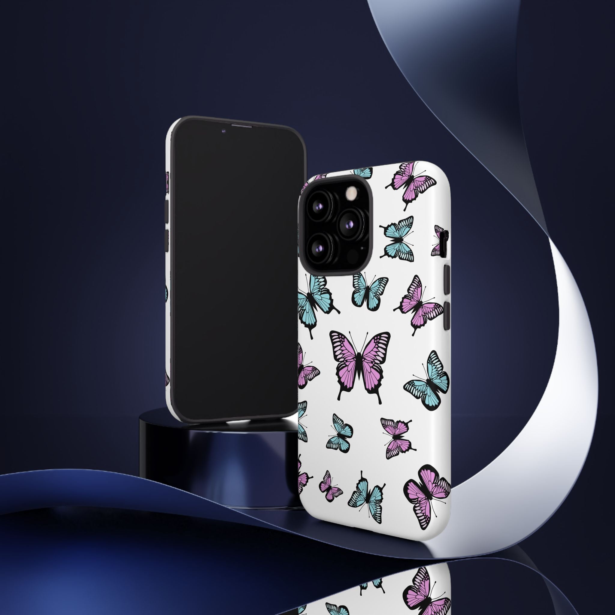 Butterfly Pattern White Background Phone Cases, Protective Cover, Strong Cases, Impact Resistant, Floral Design, Unique Gifts