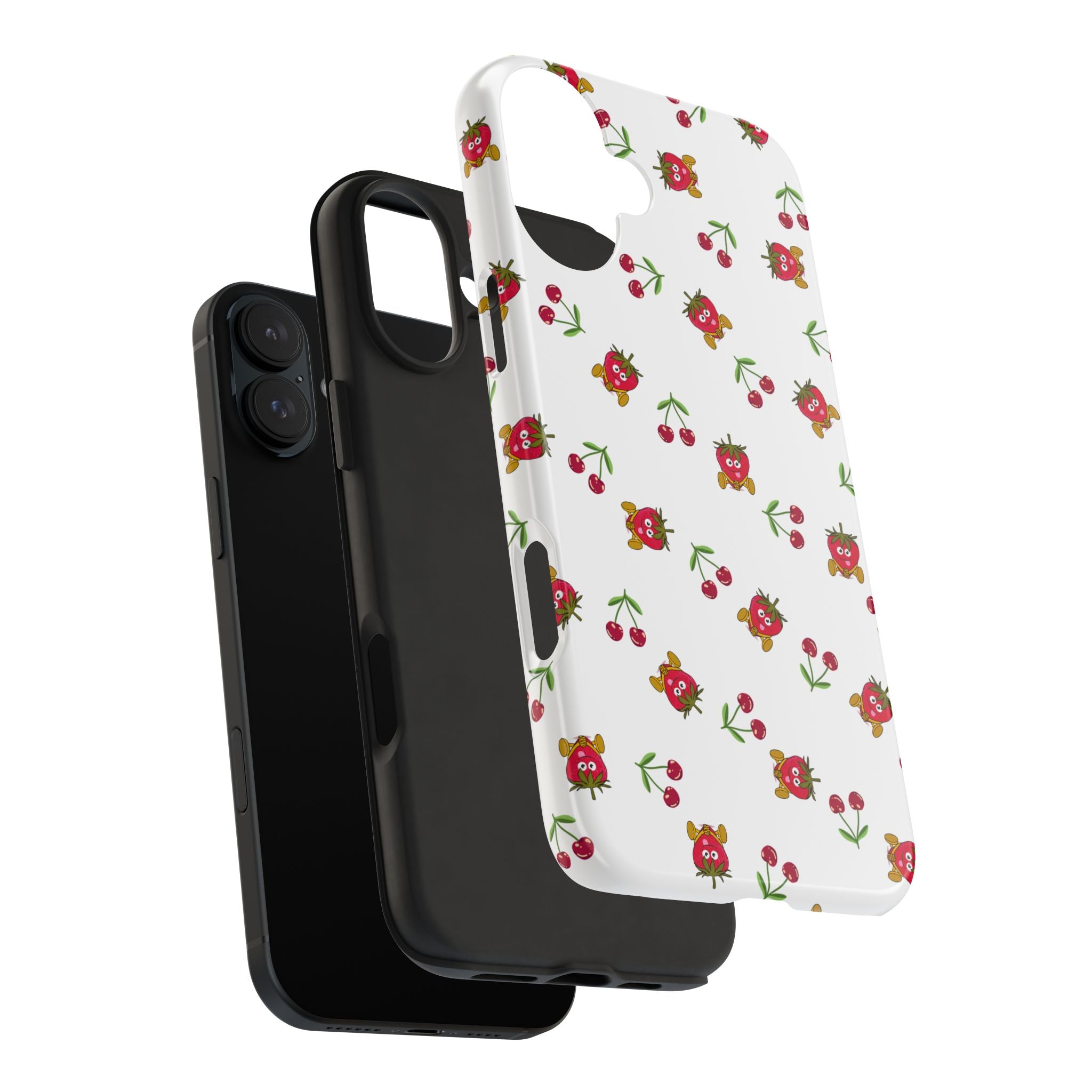 Fruit Patterned Phone Cases, Summer Fruits Phone Covers, Berry Print Tough Cases, Stylish Cell Phone Protectors, Red Fruits Phone
