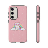 Kawaii Cat Rainbow Tough Cases, Cute Kitty Phone Cover, Protective Phone Case, Adorable Cat Lover Gift, Fun Rainbow Cat Phone Accessories