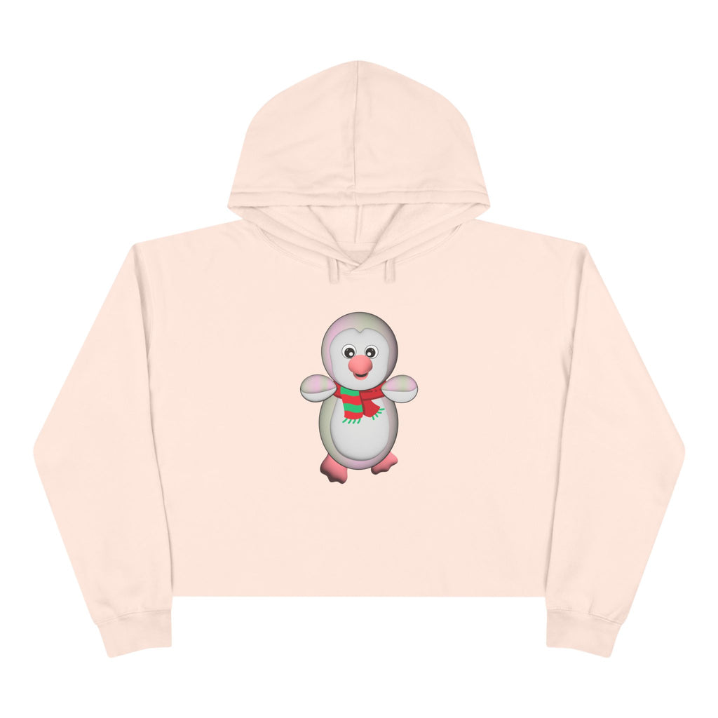 Kawaii Penguin Crop Hoodie, Cute Animal Lover Gift, Cozy Winter Top, Japanese Style Sweatshirt, Adorable Graphic Jumper