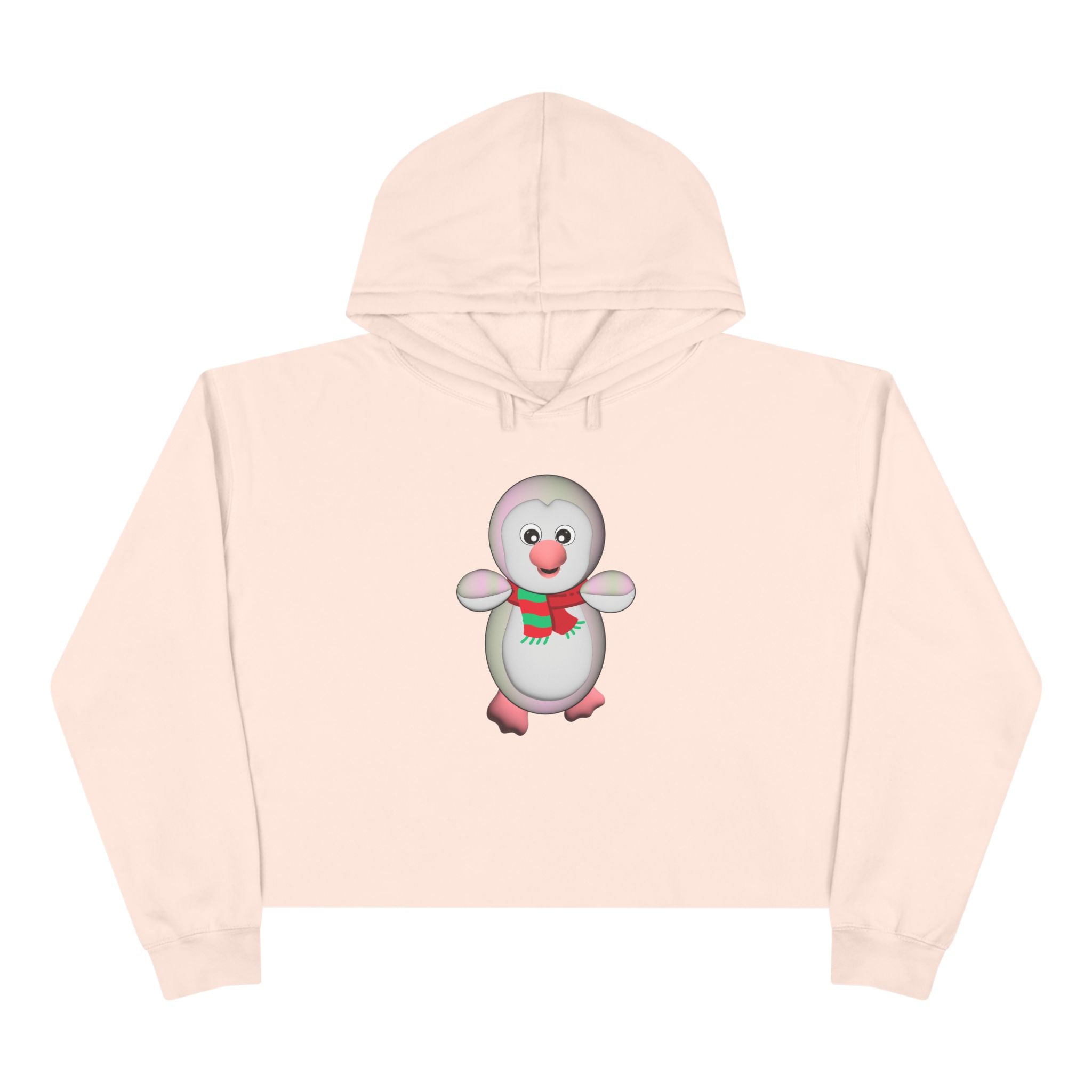 Kawaii Penguin Crop Hoodie, Cute Animal Lover Gift, Cozy Winter Top, Japanese Style Sweatshirt, Adorable Graphic Jumper
