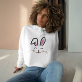 Cute Rabbit face Crop Hoodie, Bunny Hooded Sweater, Kawaii Animal Sweatshirt, Cozy Hare Pullover, Rabbit Lover Gift