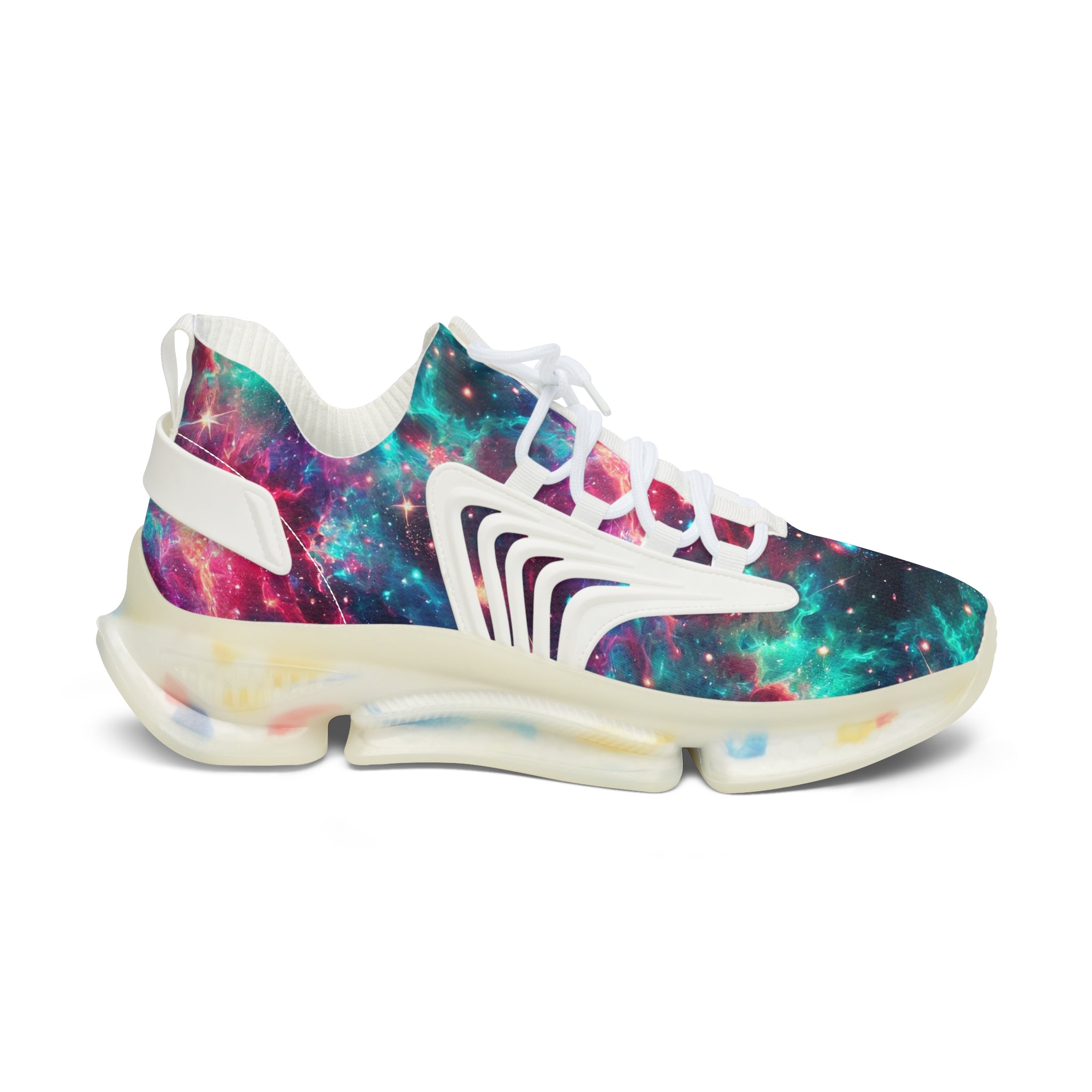 Neon Space Sneakers, Women's Shoes, Galaxy Print Running Shoes, Outer Space Sneaker Gift, Cosmic Athletic Footwear