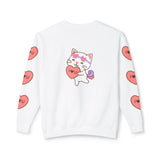 Cupido Cat Rainbow Sweatshirt, Lightweight Crewneck Jumper, Heart Love Gift, I Love You Clothing