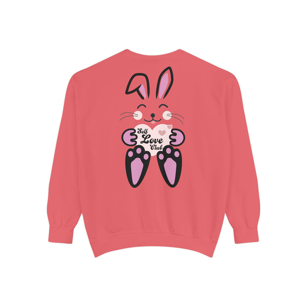 Kawaii Rabbit Face Unisex Sweatshirt, Self Love Club, Cute Jumper, Pastel Bunny Shirt, Cozy Pullover, Gift for Rabbit Lovers