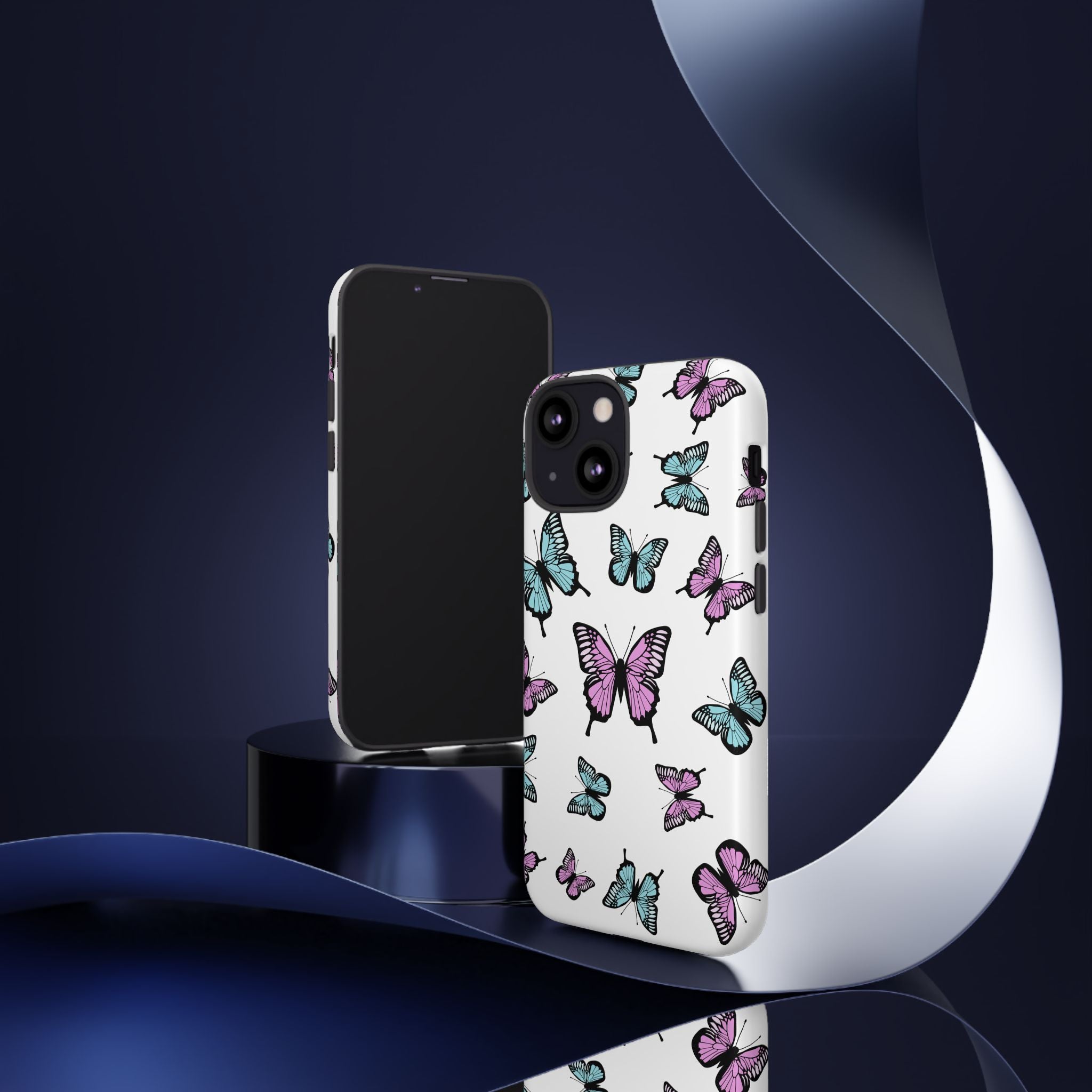 Butterfly Pattern White Background Phone Cases, Protective Cover, Strong Cases, Impact Resistant, Floral Design, Unique Gifts