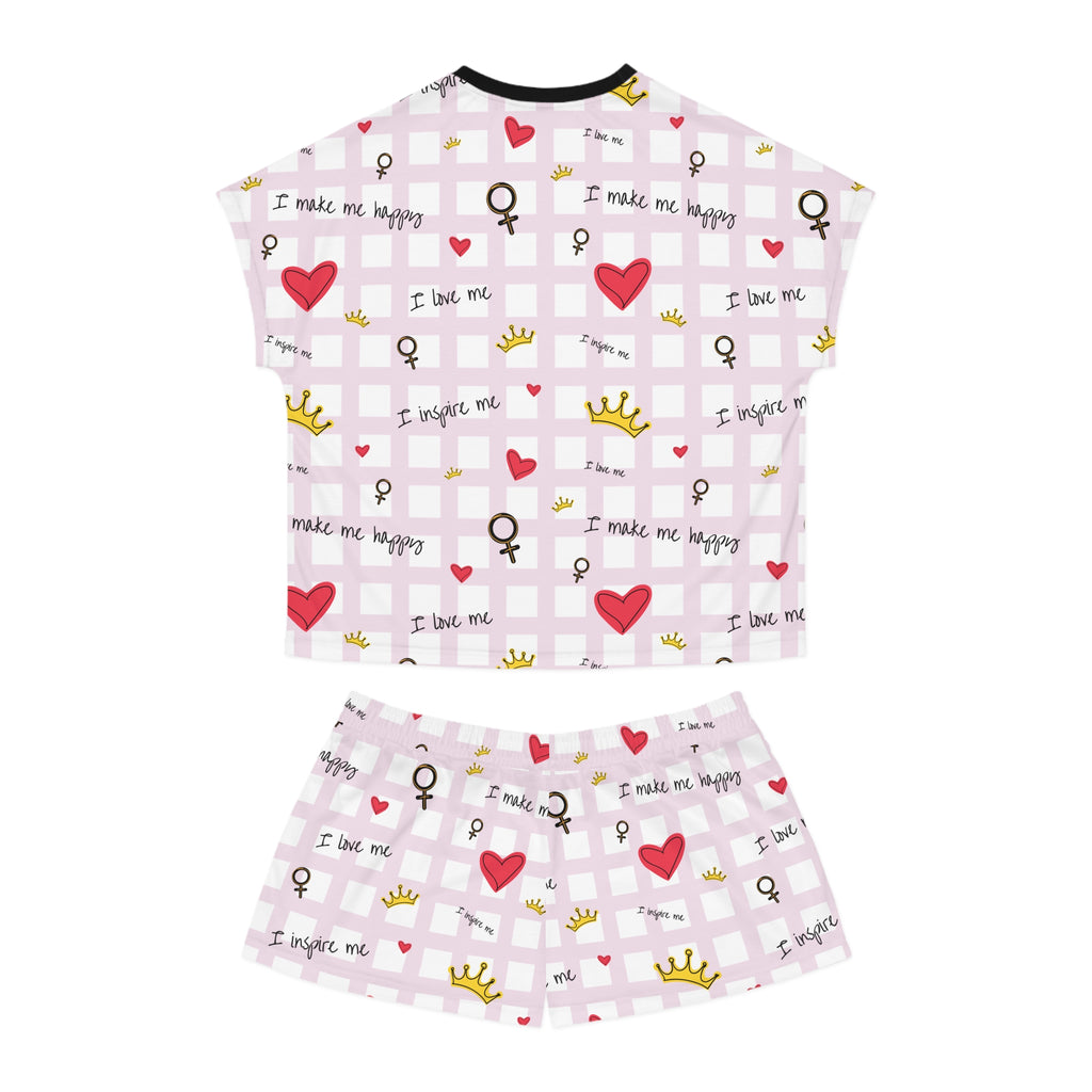 Cozy Hearts & Crowns Pajama Set, Sleepwear, Heart Print PJ Set, Women's Loungewear, Gift for Her, Cute Pajamas