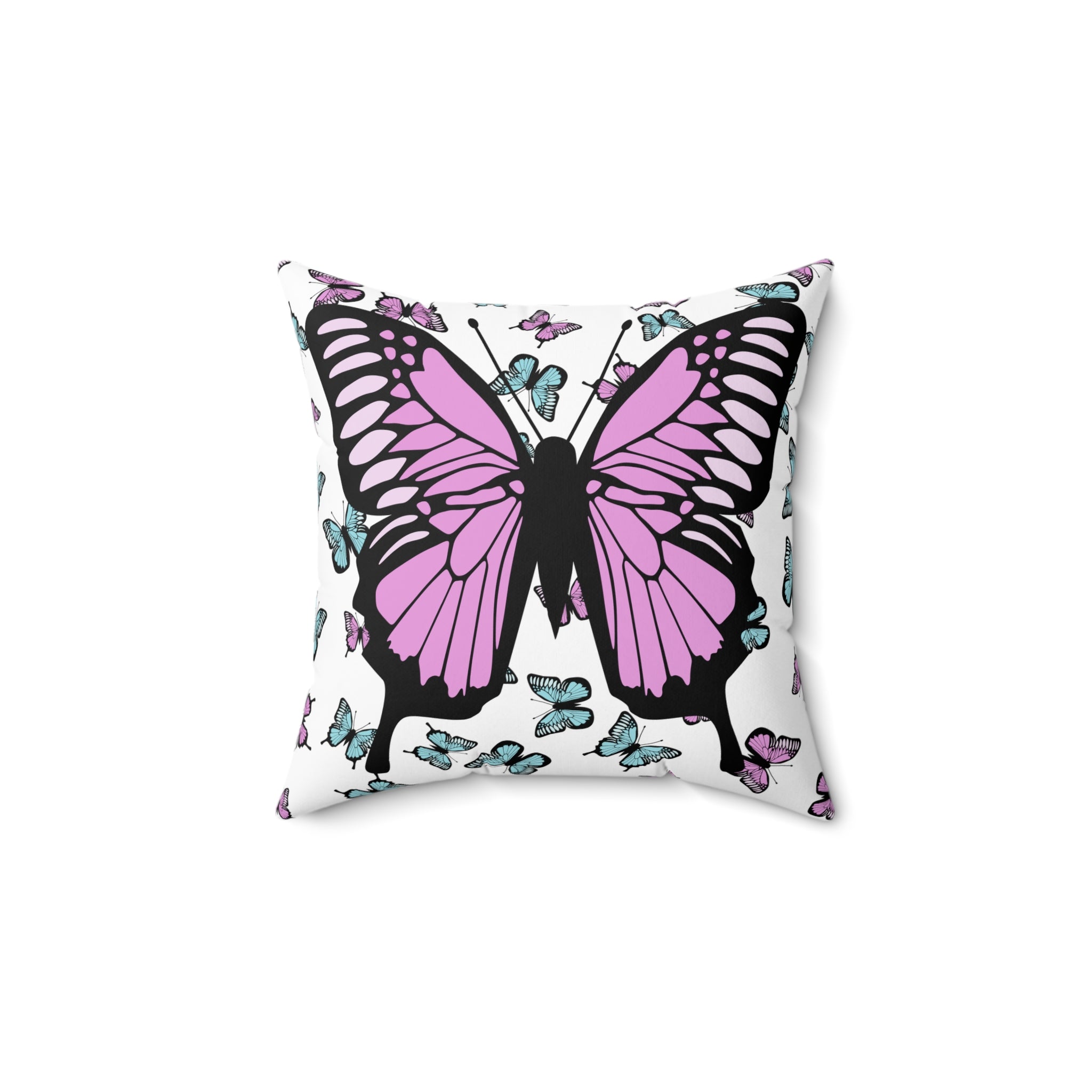 Butterfly Pink Pillow, Home Decor Throw Cushion, Girls Bedroom Decor, Square Accent Pillow, Gift for Her