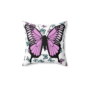 Butterfly Pink Spun Polyester Square Pillow