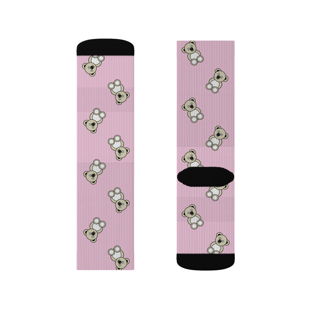 Cute Bears Sublimation Socks, Pink Animal Print, Cozy Winter Feet, Fun Statement Accessories, Unique Gift Ideas, Cute Bear Patterned Socks
