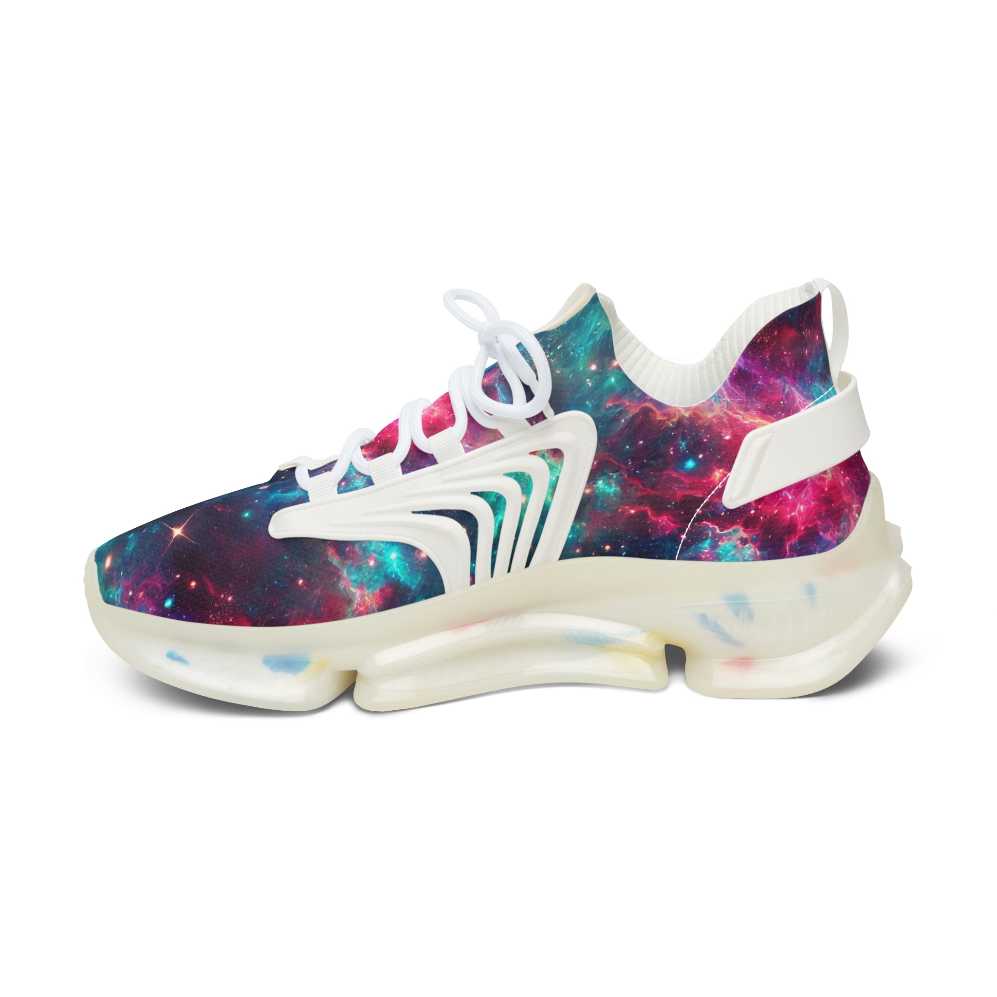 Neon Space Sneakers, Women's Shoes, Galaxy Print Running Shoes, Outer Space Sneaker Gift, Cosmic Athletic Footwear