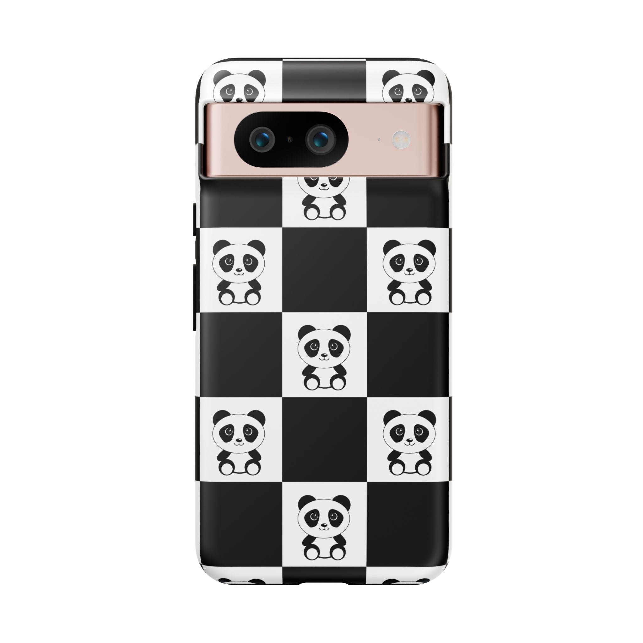 Panda Chessboard Tough Cases, Cute Panda Phone Covers, Chess Pattern iPhone Case, Board Games Phone Accessories, Animal Lover Tech
