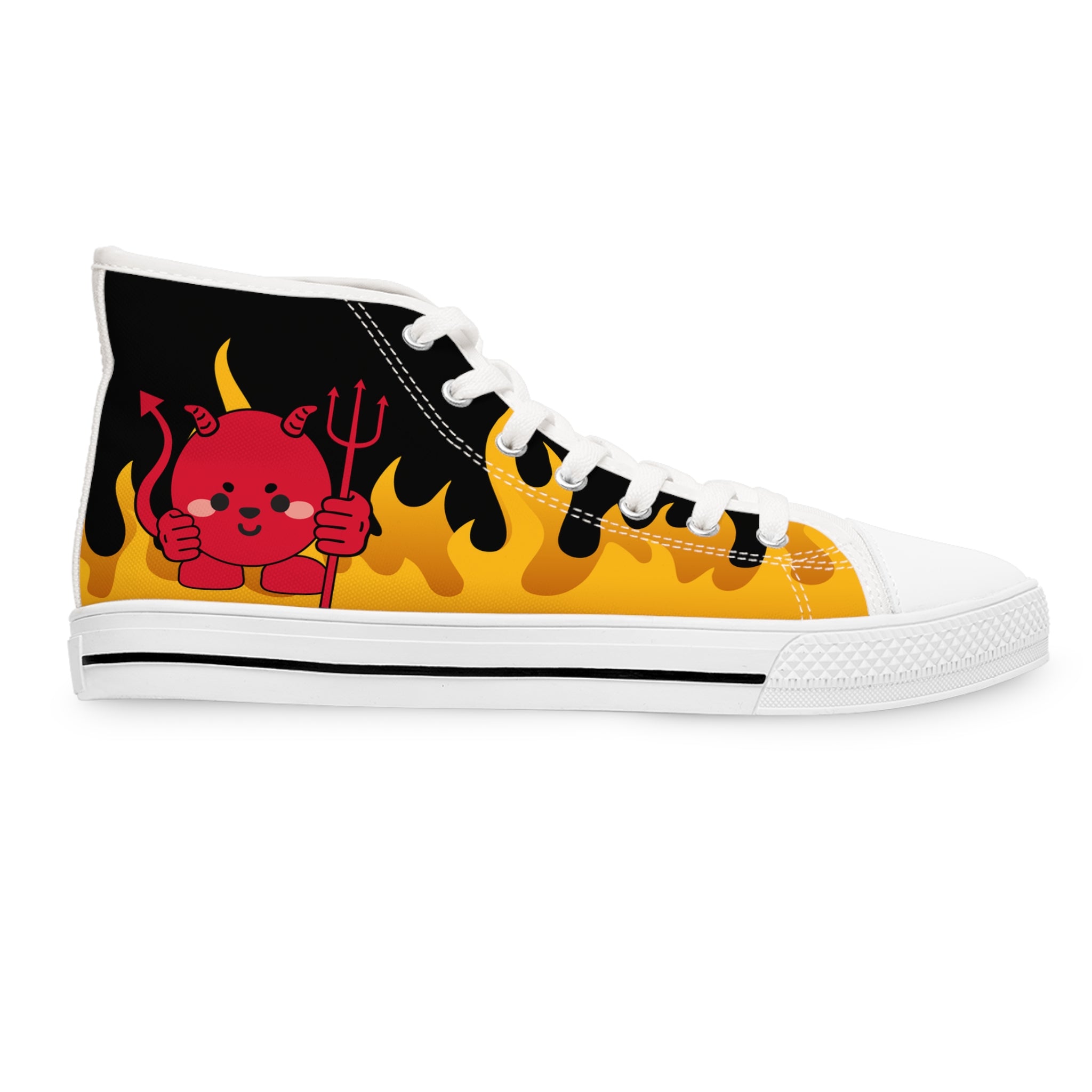 Devil Flame Women's High Top Sneakers - Red Gothic Shoes - Spiked Sneakers