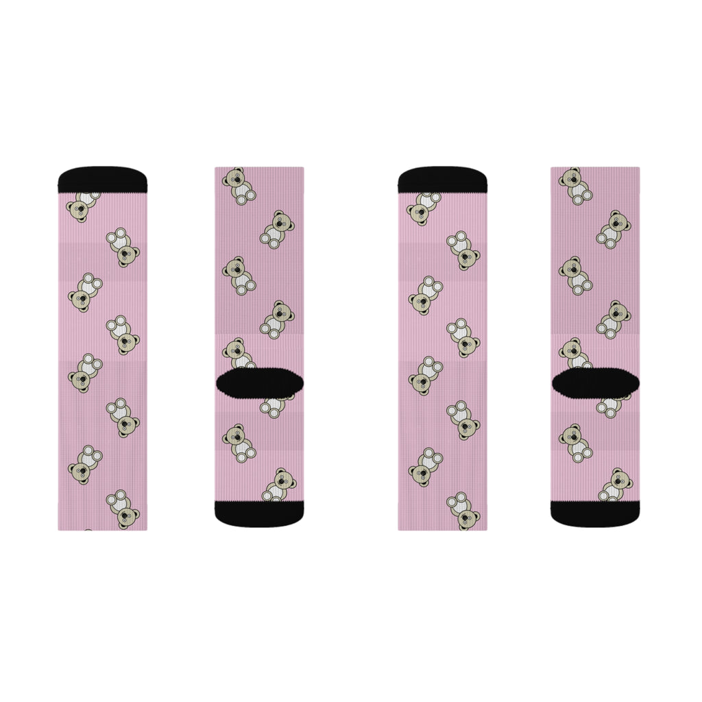 Cute Bears Sublimation Socks, Pink Animal Print, Cozy Winter Feet, Fun Statement Accessories, Unique Gift Ideas, Cute Bear Patterned Socks