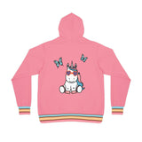 Kawaii Unicorn with Butterflies Pink Athletic Hoodie