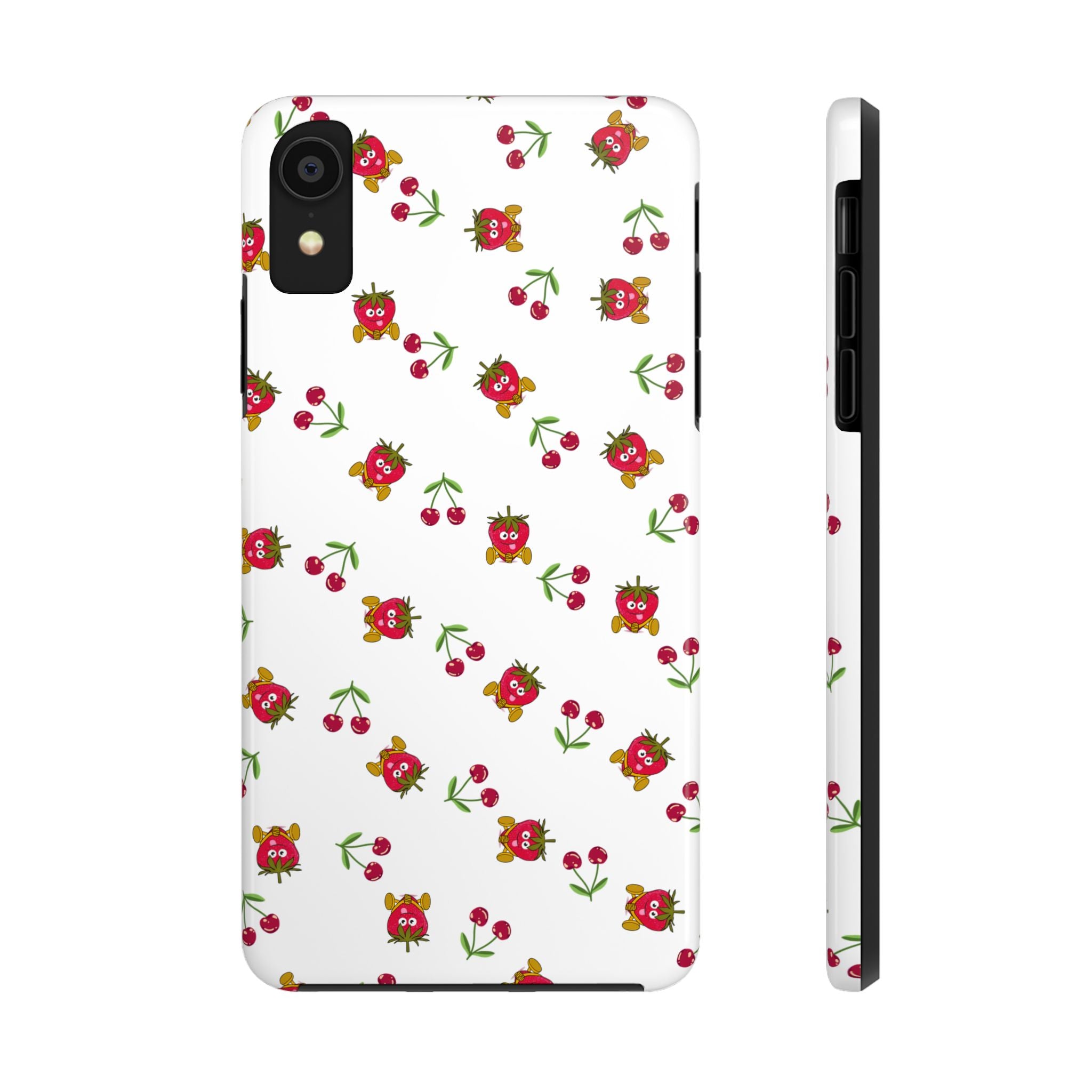Fruit Patterned Phone Cases, Summer Fruits Phone Covers, Berry Print Tough Cases, Stylish Cell Phone Protectors, Red Fruits Phone