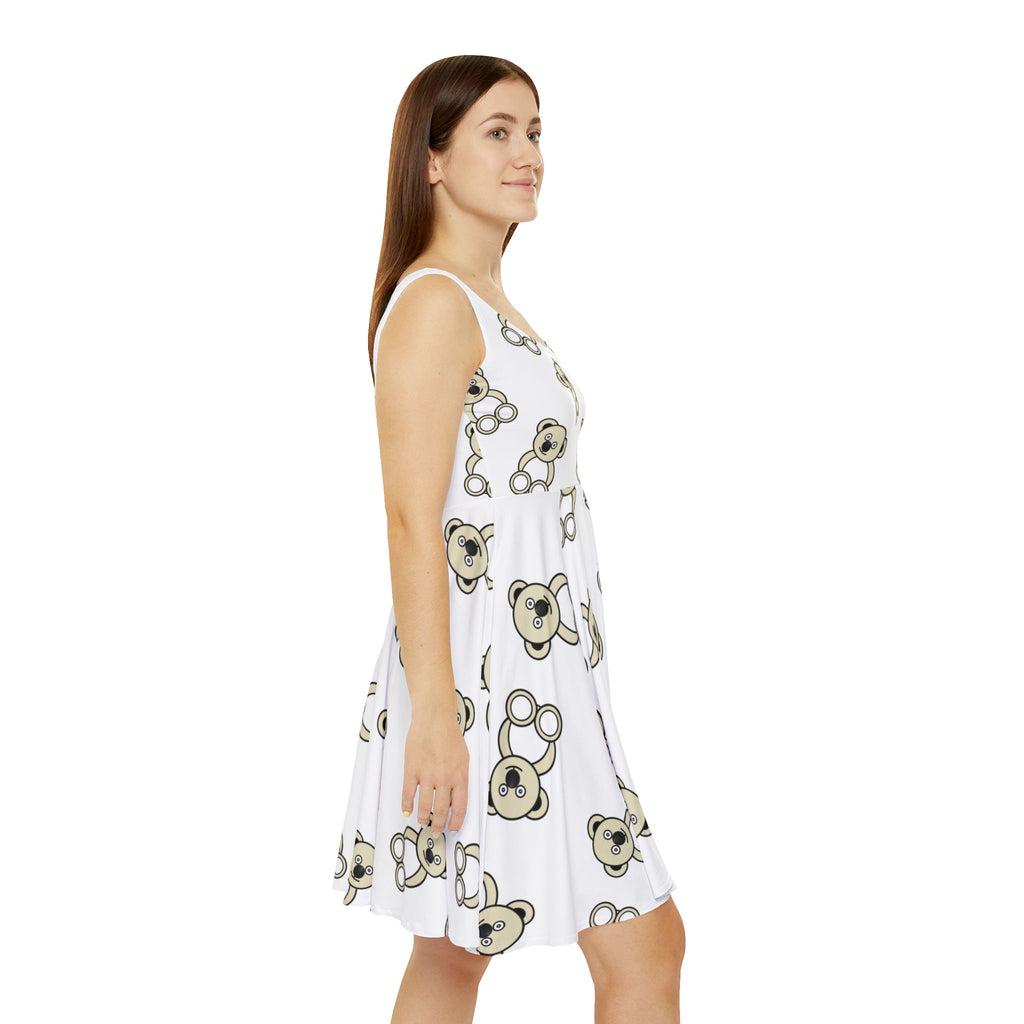 Cute Bear Skater Dress, Animal Lover Outfit, Women's A-Line Dress, Adorable Bear Print, Casual Summer Dress