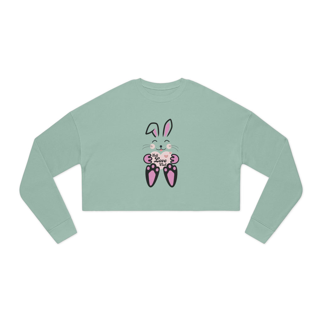 Self Love Club Kawaii Rabbit Face Sweatshirt, Women's Crop Top Jumper, Cute Bunny Pullover, Japanese Style Sweater, Gift for Her
