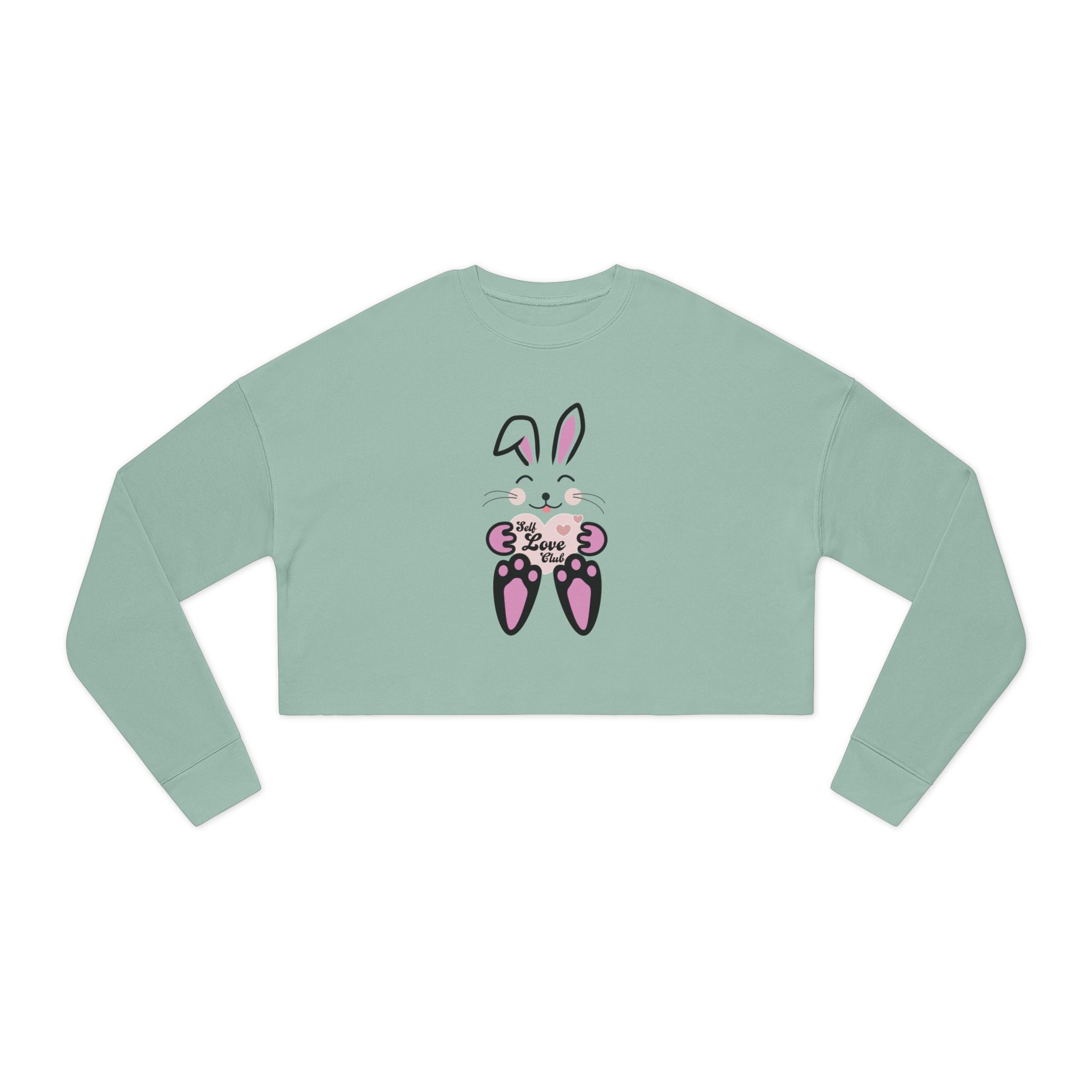 Self Love Club Kawaii Rabbit Face Sweatshirt, Women's Crop Top Jumper, Cute Bunny Pullover, Japanese Style Sweater, Gift for Her