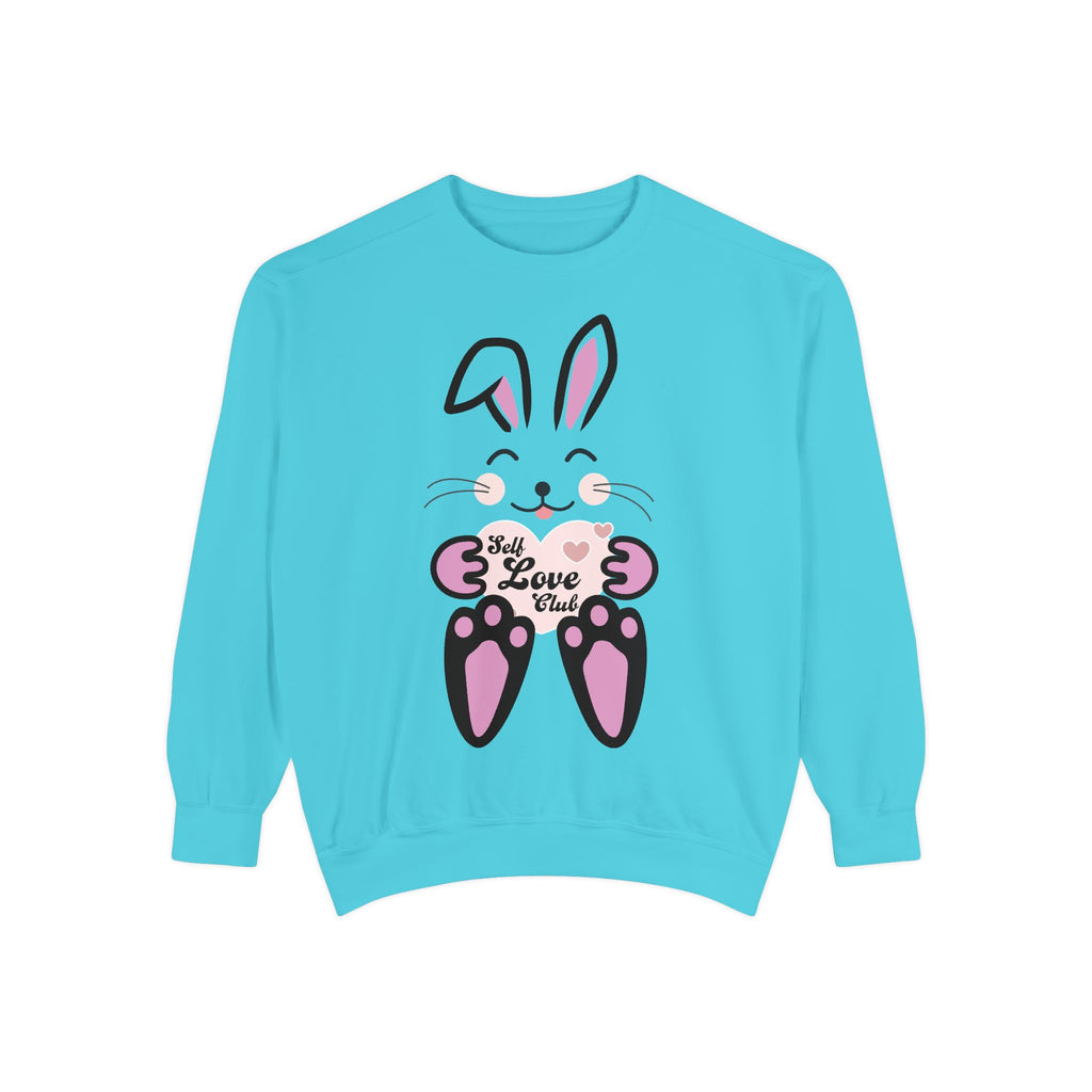 Kawaii Rabbit Face Unisex Sweatshirt, Self Love Club, Cute Jumper, Pastel Bunny Shirt, Cozy Pullover, Gift for Rabbit Lovers