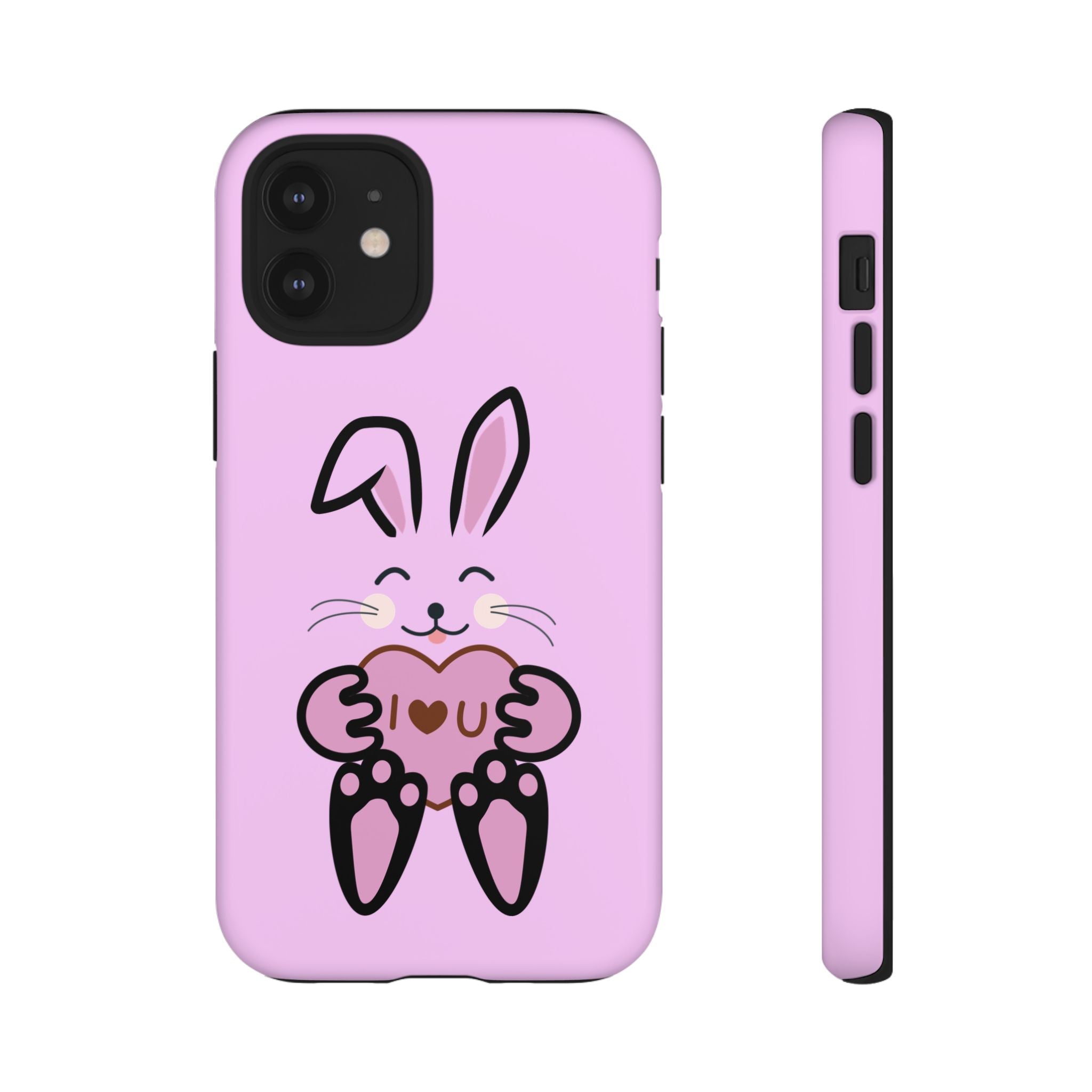 Rabbit With I Love You Heart iPhone Tough Cases, Bunny Phone Cover, Animal Lover Gift, Protective Case, Cute Rabbit Design