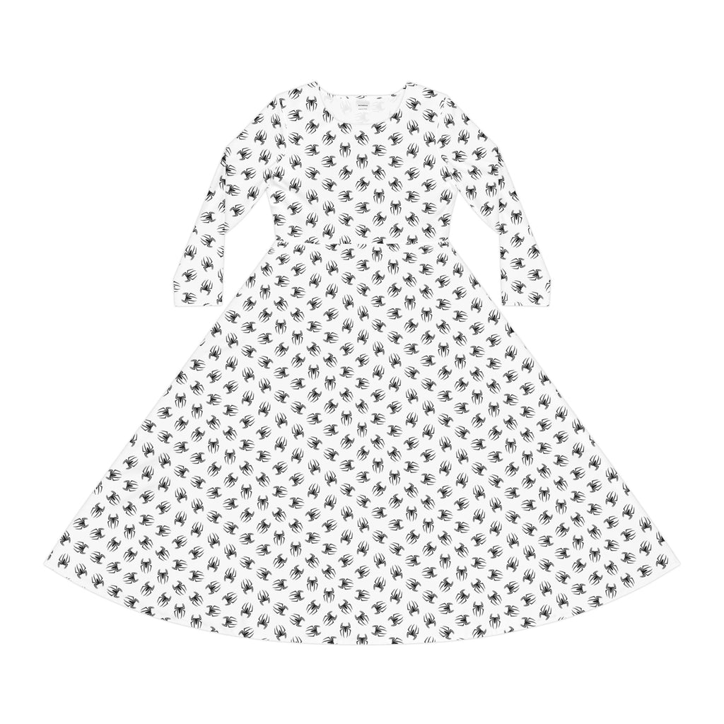Dance Dress - Black Spiders White Print