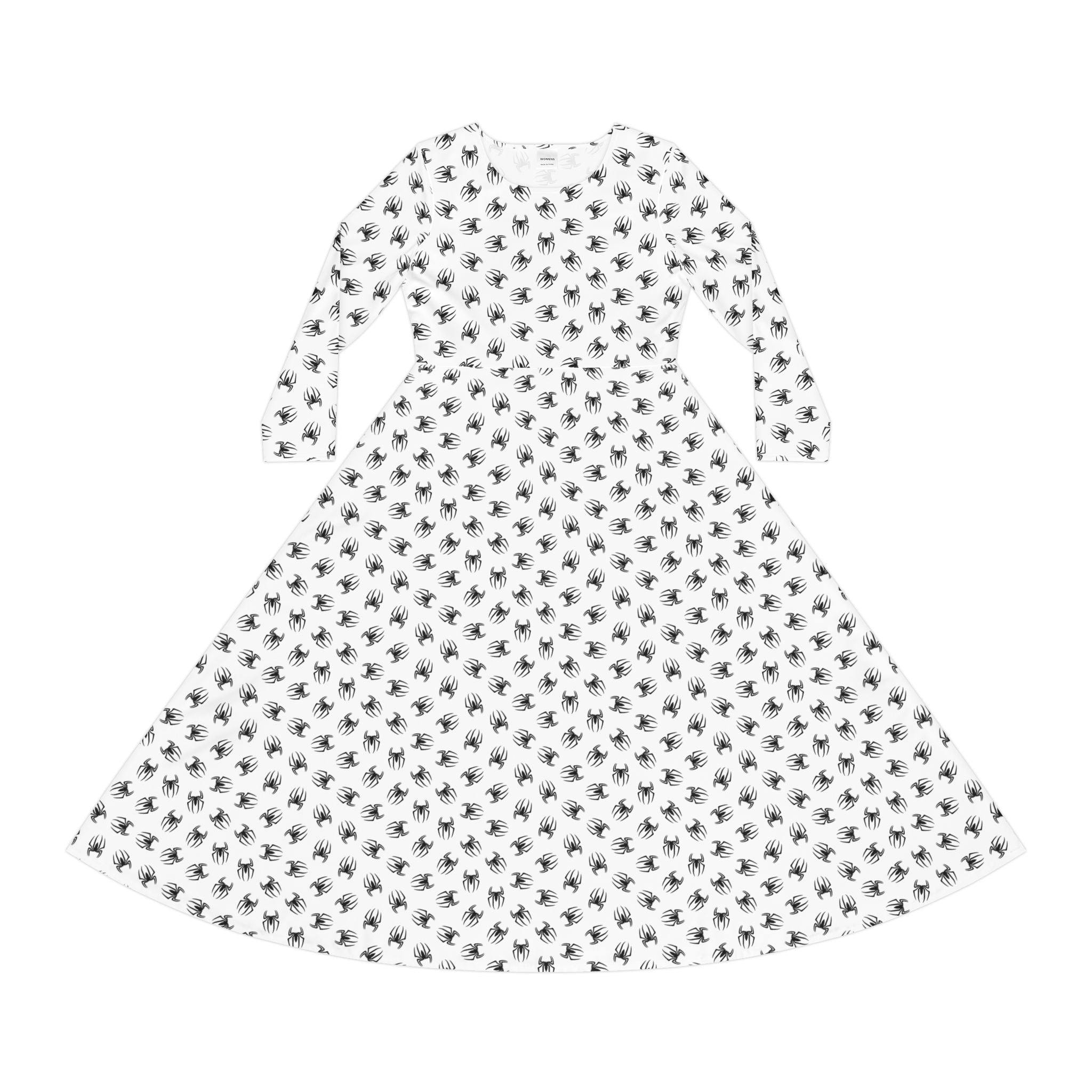 Dance Dress - Black Spiders White Print