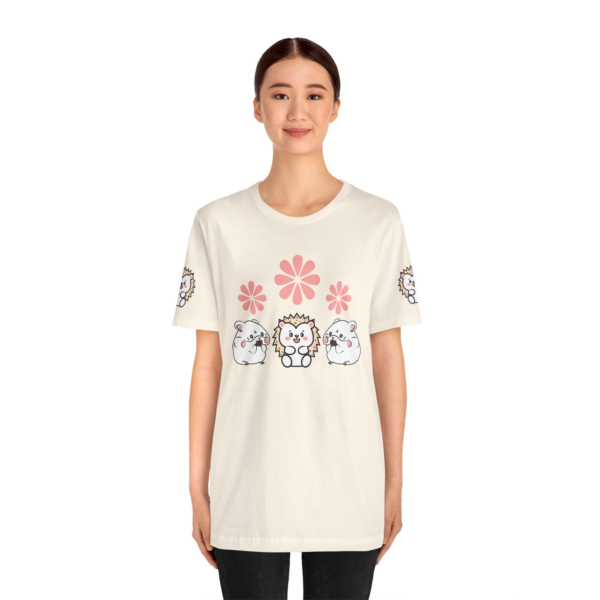 Cute Animal Tee - Hedgehog & Hamster Shirt - Happy Critter Top