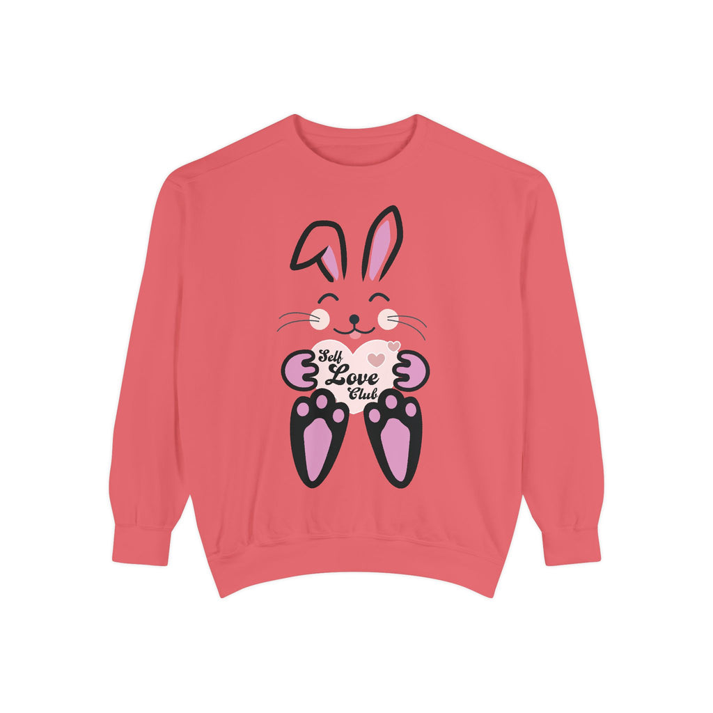 Kawaii Rabbit Face Unisex Sweatshirt, Self Love Club, Cute Jumper, Pastel Bunny Shirt, Cozy Pullover, Gift for Rabbit Lovers