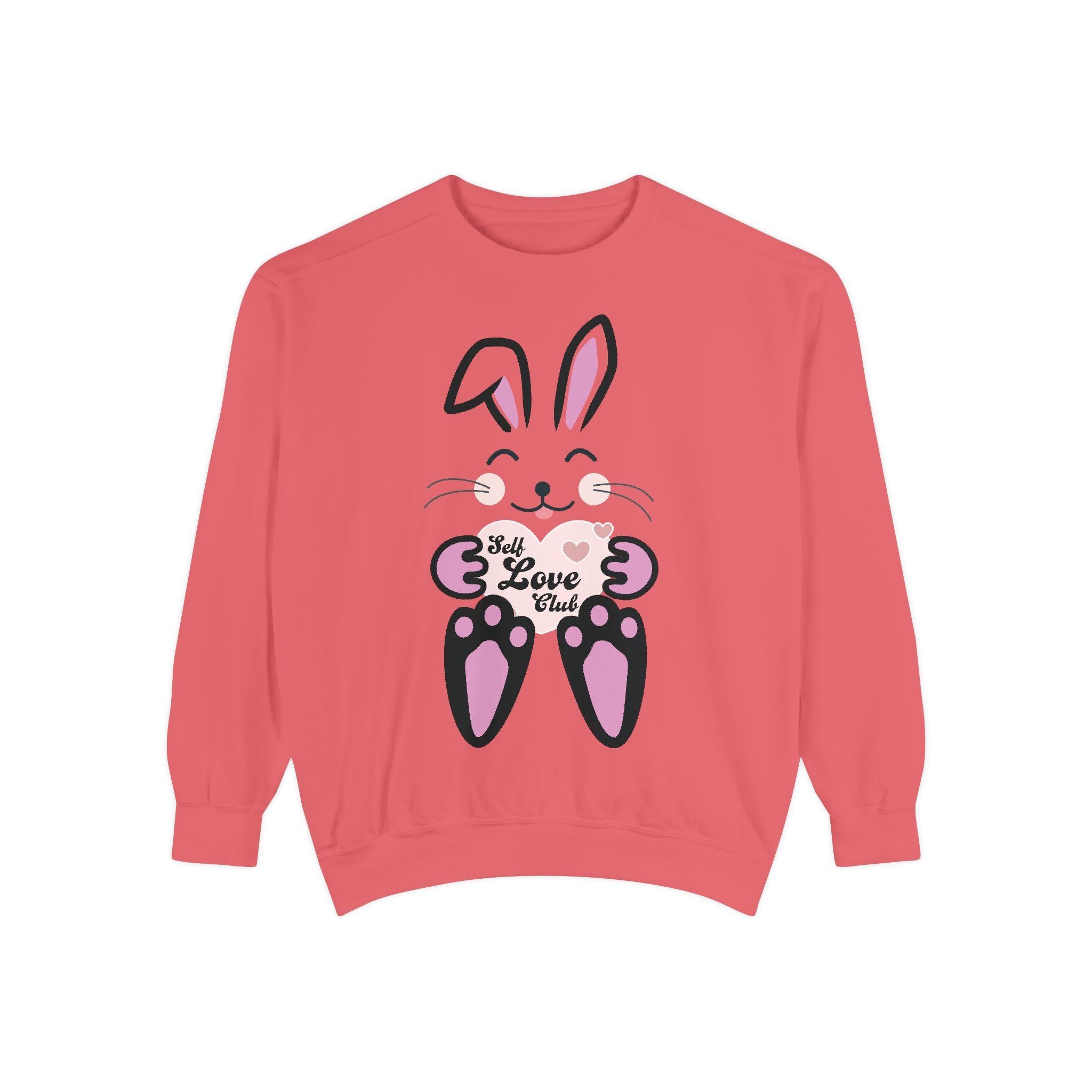 Kawaii Rabbit Face Unisex Sweatshirt, Self Love Club, Cute Jumper, Pastel Bunny Shirt, Cozy Pullover, Gift for Rabbit Lovers