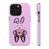 Rabbit With I Love You Heart iPhone Tough Cases, Bunny Phone Cover, Animal Lover Gift, Protective Case, Cute Rabbit Design