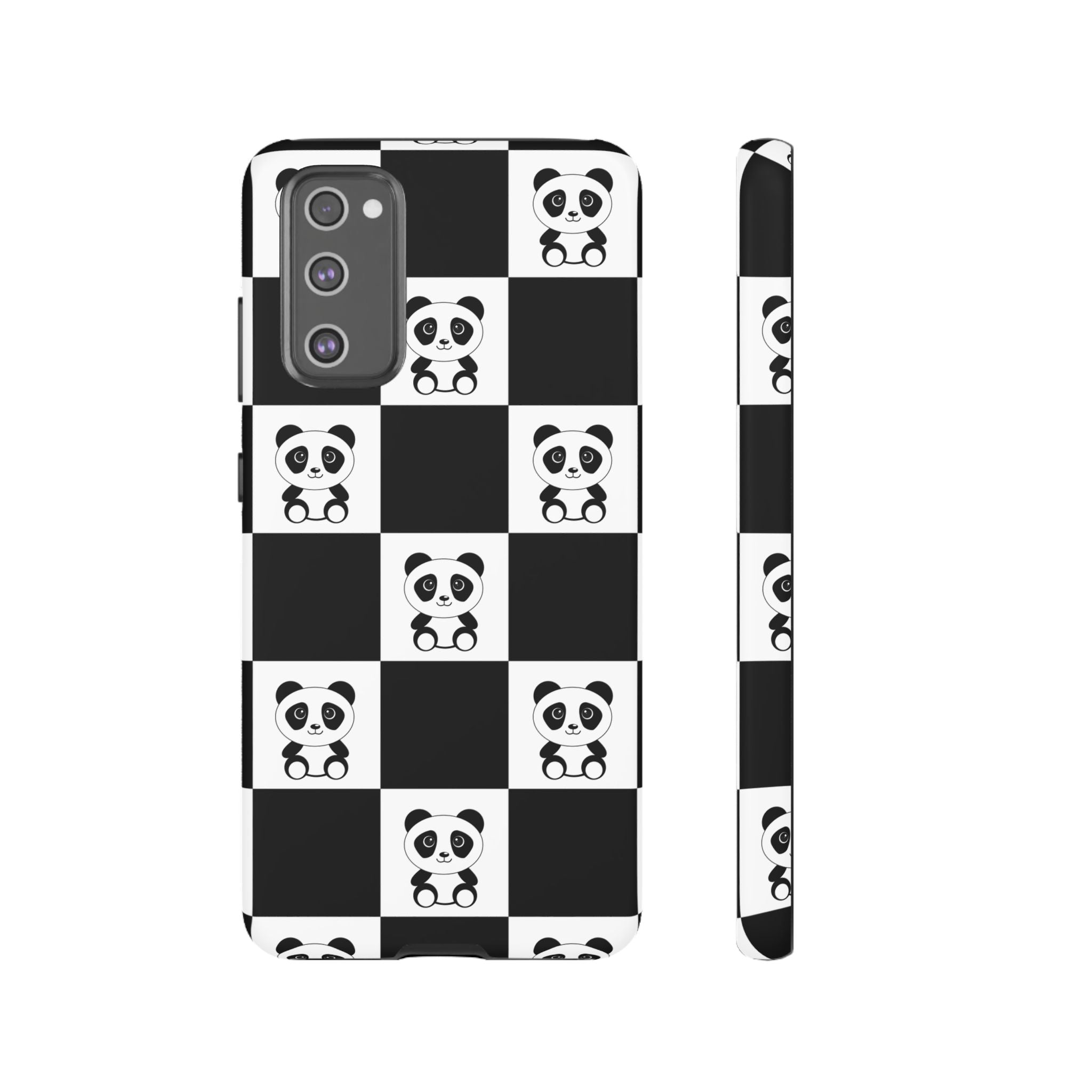 Panda Chessboard Tough Cases, Cute Panda Phone Covers, Chess Pattern iPhone Case, Board Games Phone Accessories, Animal Lover Tech