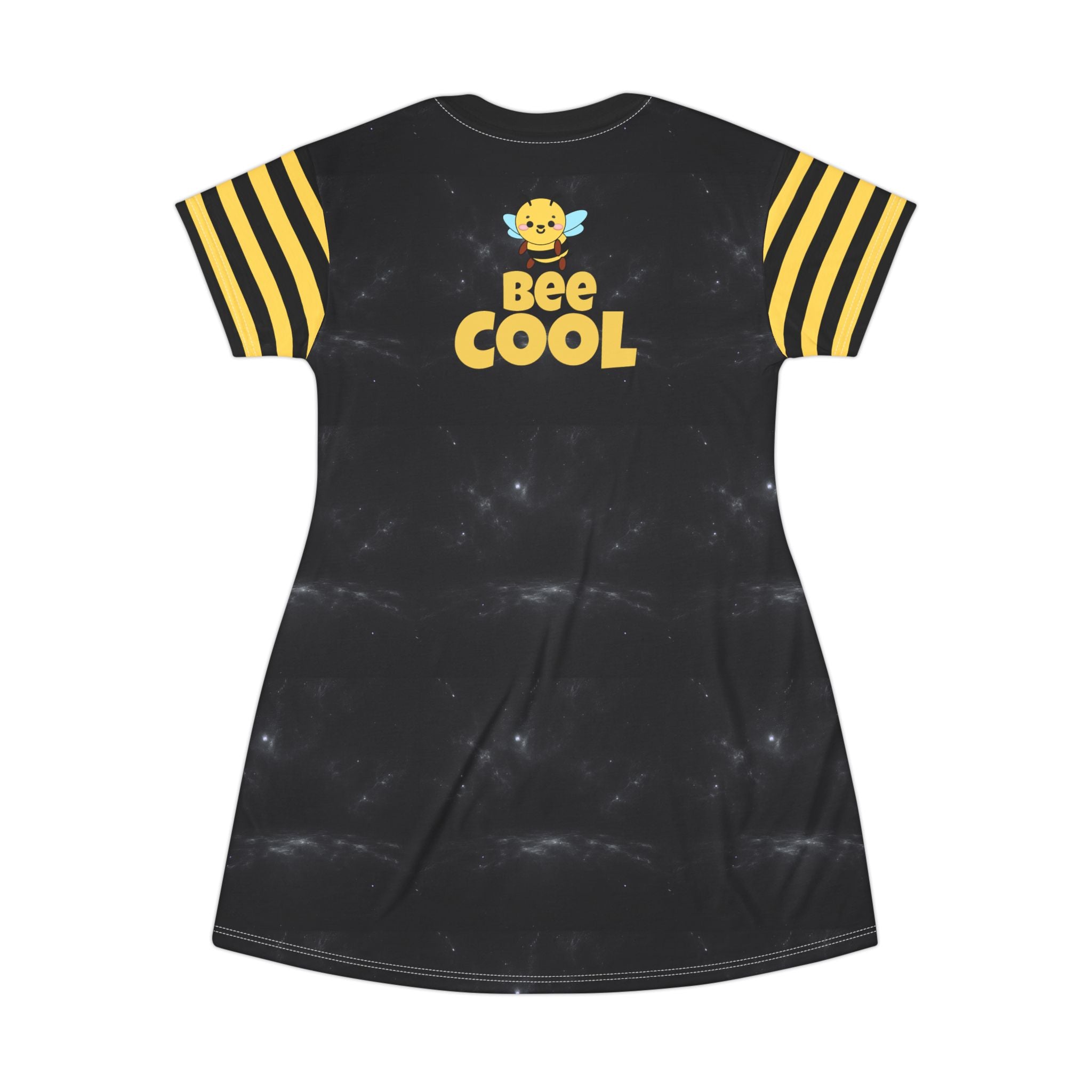 Kawaii Bee Cool T-Shirt Dress, Bee Lover Mini Dress, Cute Cartoon Graphic Tee Dress, Summer Outfit Women's Clothing, Animal Print Shift