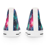 Neon Space High Top Sneakers, Galaxy Print Shoes, Outer Space Sneaker, Women's Fashion Footwear, Trendy Astro Sneaks