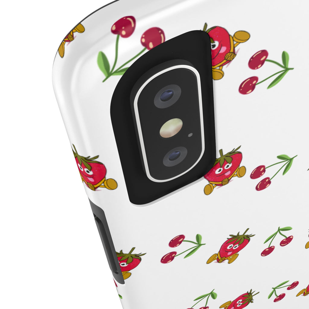 Fruit Patterned Phone Cases, Summer Fruits Phone Covers, Berry Print Tough Cases, Stylish Cell Phone Protectors, Red Fruits Phone