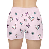 Kawaii Unicorns and Butterflies Pink Women's Casual Shorts