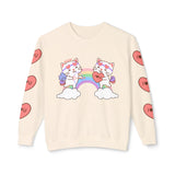 Cupido Cat Rainbow Sweatshirt, Lightweight Crewneck Jumper, Heart Love Gift, I Love You Clothing