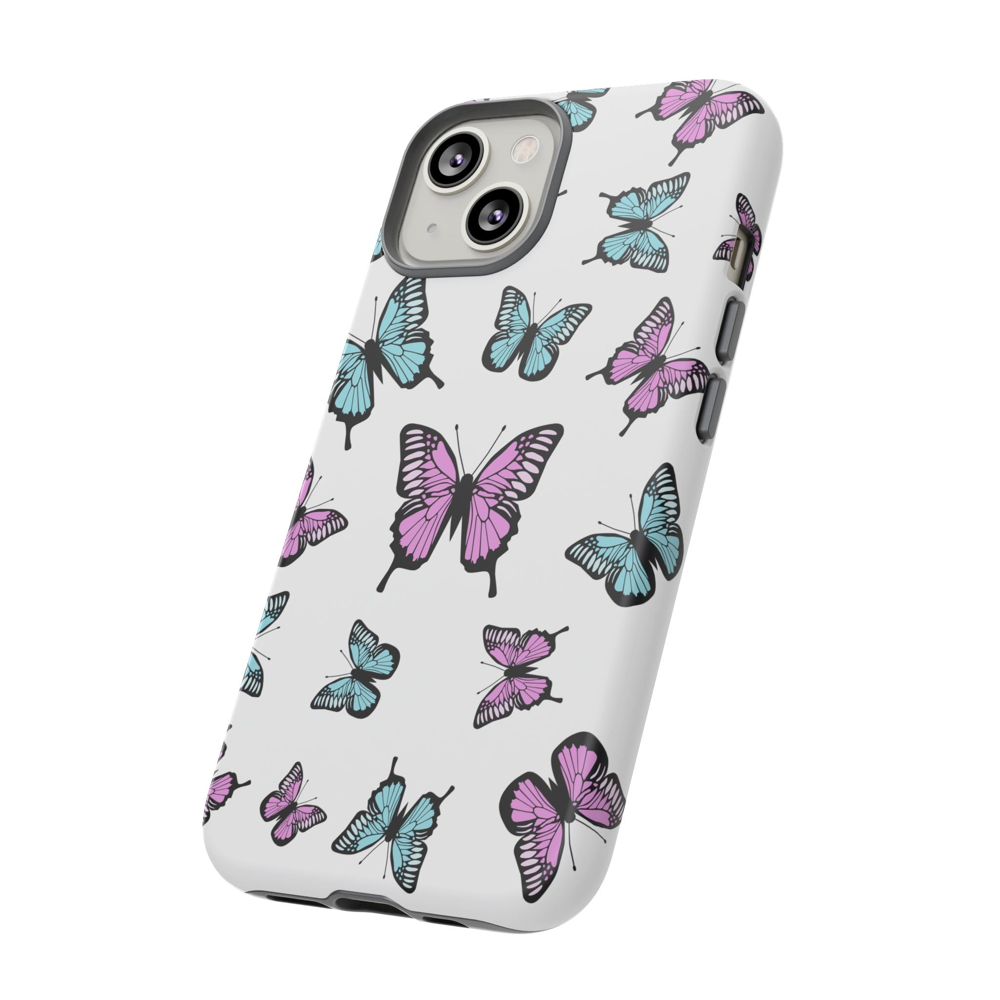 Butterfly Pattern White Background Phone Cases, Protective Cover, Strong Cases, Impact Resistant, Floral Design, Unique Gifts