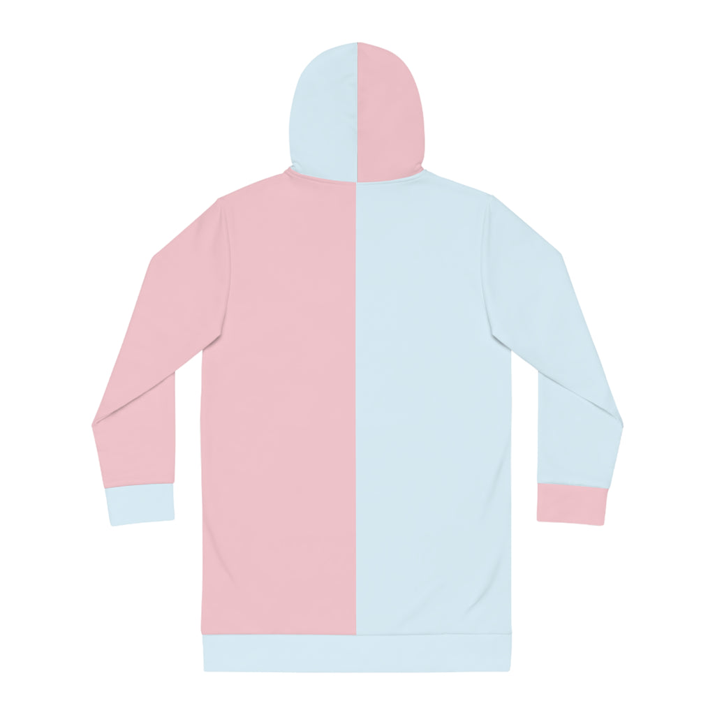 Kawaii Cow Pink and Blue Hoodie Dress, Sweatshirt, Women's Dress, Cute Cow Dress, Animal Print Hoodie Dress