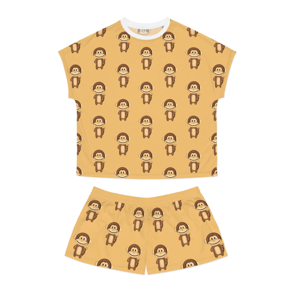 Cute Monkeys Short Pajama Set for Women - Comfy PJ's, Summer Sleepwear, Fun Lounge Wear, Funny Animal Print, Gift for Her
