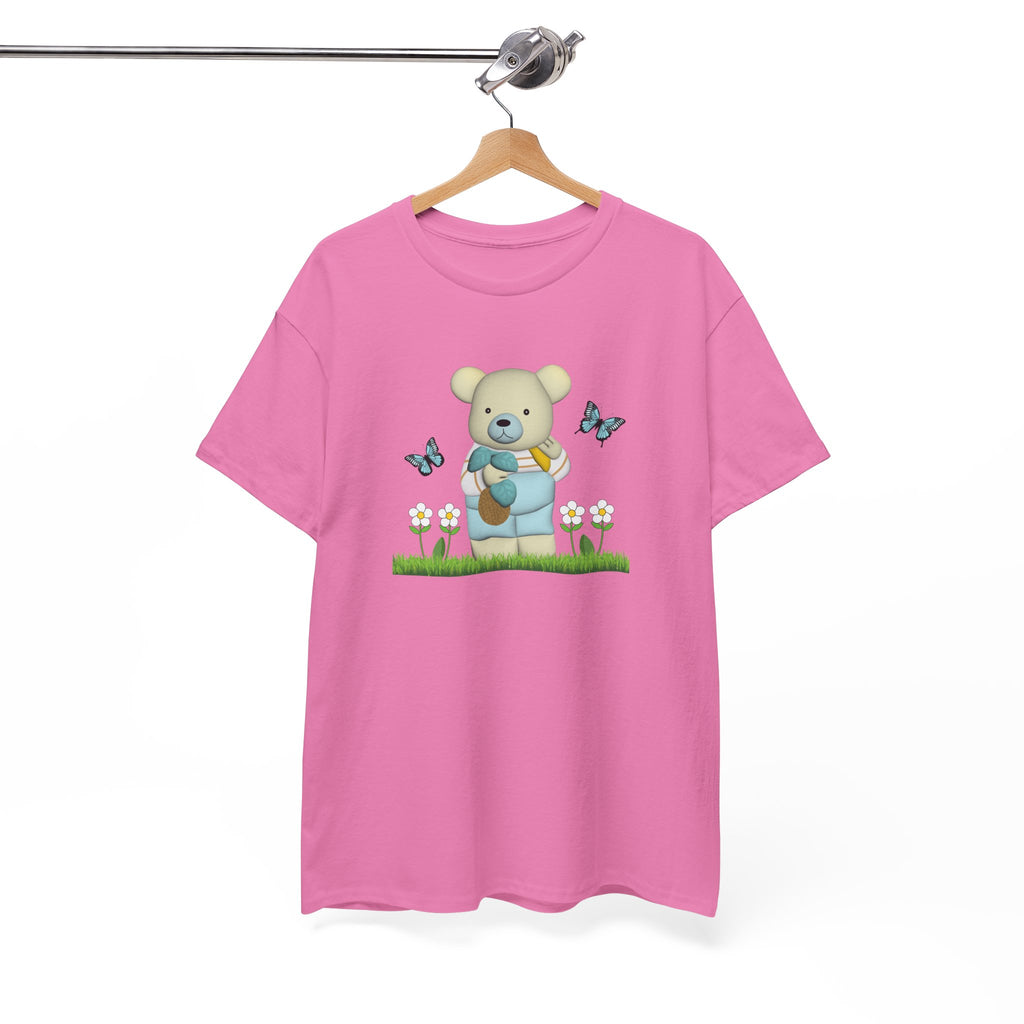 Garden Bear with Butterflies T-Shirt, Cute Bear Shirt, Nature Lover Tee, Botanical Garden Top, Wildlife Animal Unisex Tee